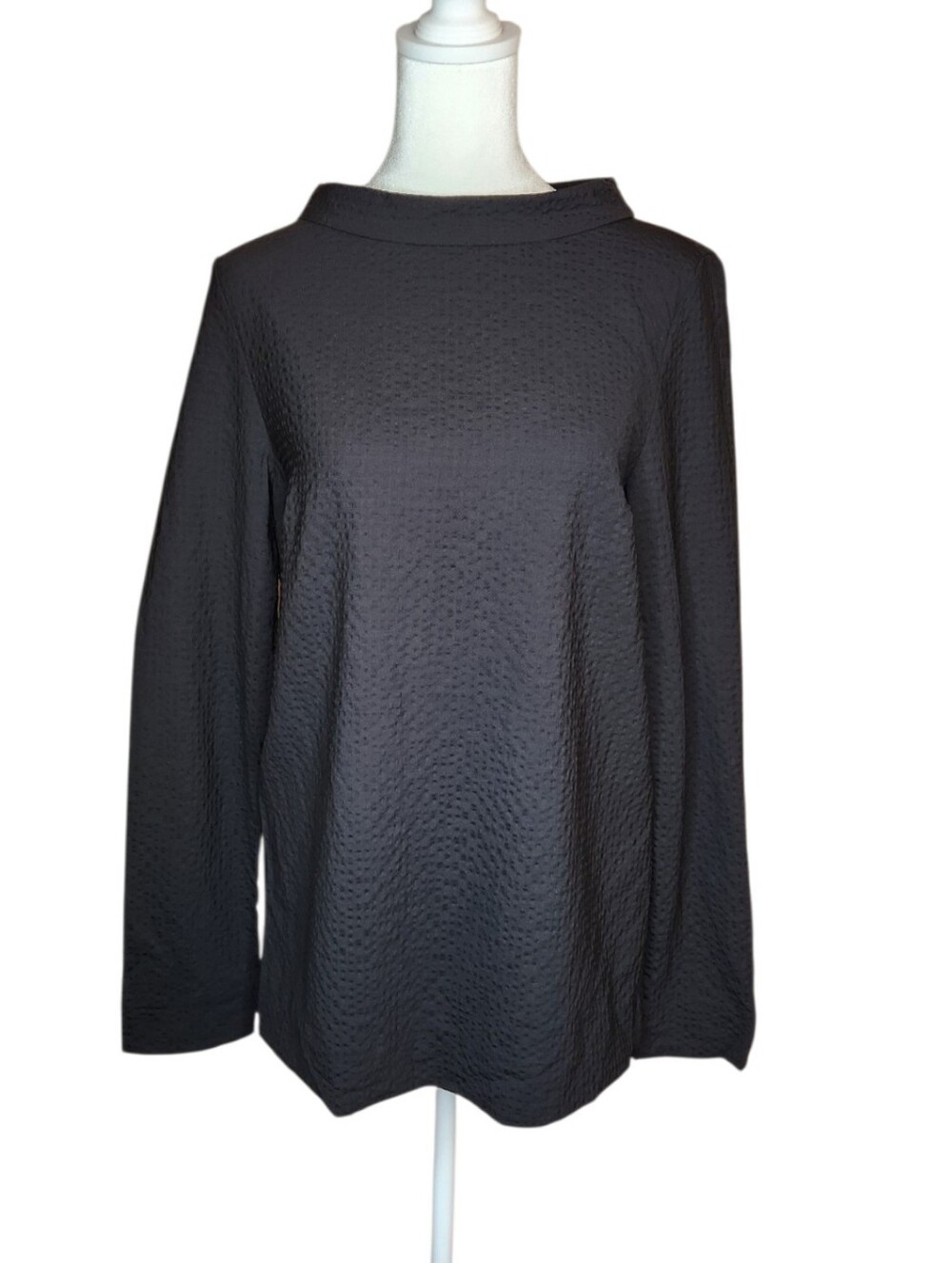 COS Mock Neck Textured Black Tunic Top Size US 6